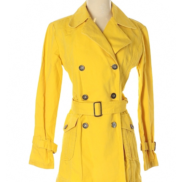 FIORUCCI Jackets & Blazers - FIORUCCI YELLOW COTTON PEA COAT SIZE S